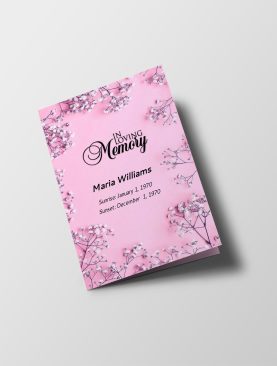 Floral Corner Half Page Funeral Program Template