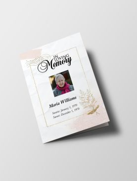 Golden Floral Half Page Funeral Program Template