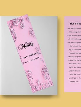 Floral Corner Funeral Bookmark Template