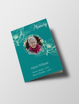 Teal Rose Half Page Funeral Program Template