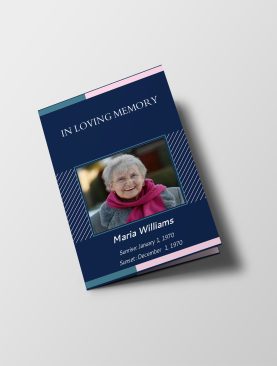 Blue Geometric Half Page Funeral Program Template