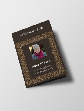 Brown Elegant Half Page Funeral Program Template