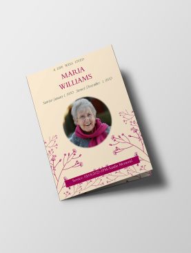 Beige Floral Feminine Half Page Funeral Program Template