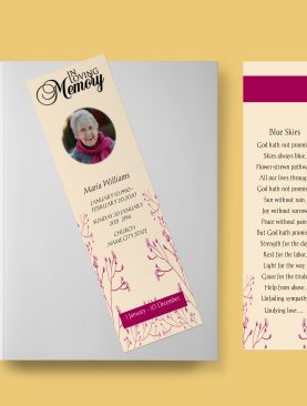 Beige Floral Feminine Funeral Bookmark Template
