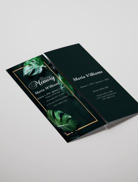 Monstera Leaves Gate Fold Funeral Program Template