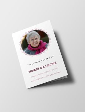 Pink Wreath Obituary Announcement