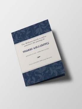 Navy Blue Vine Pattern Illustration Obituary Announcement