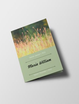 Green With Field Photo Obituary Program Half Page Funeral Program Template