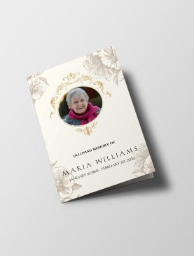 Cream Floral Hibiscus Funeral Program Template