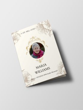 Cream Floral Hibiscus Half Page Funeral Program Template