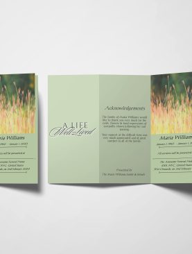 Green With Field Photo Obituary Program Trifold Funeral Program Template