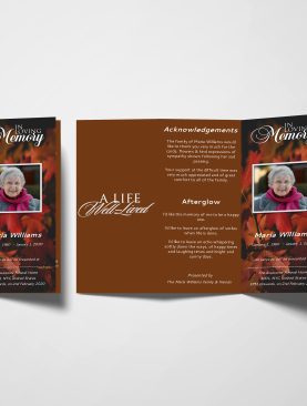 Maple Leaf Trifold Funeral Program Template