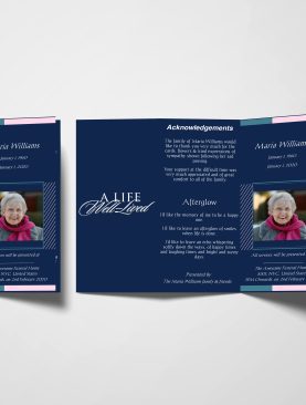 Blue Geometric Trifold Funeral Program Template