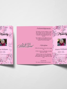 Floral Corner Trifold Funeral Program Template