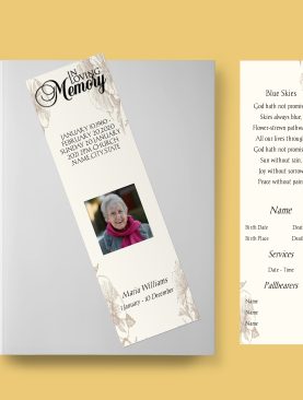 Cream Floral Hibiscus Funeral Bookmark Template