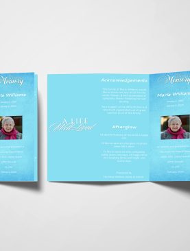 Blue Textured Trifold Funeral Program Template