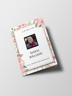 Painted Flowers Half Page Funeral Program Template