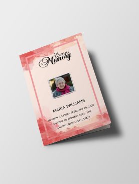 Pink Wind Funeral Program Template