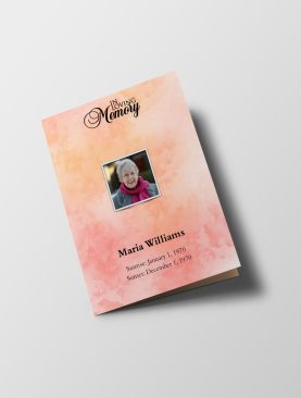 Coral Orange Half Page Funeral Program Template