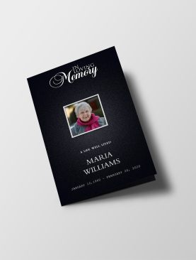 Matte Black Funeral Program Template