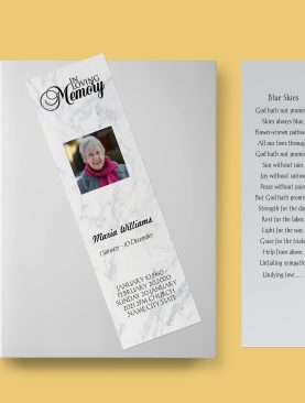 Marble Texture Funeral Bookmark Template