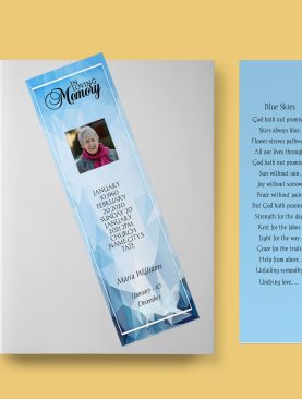 Blue Atmospheric Funeral Bookmark Template