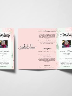 Leaf Hand Painted Trifold Funeral Program Template