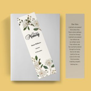 Classic Floral Funeral Bookmark Template