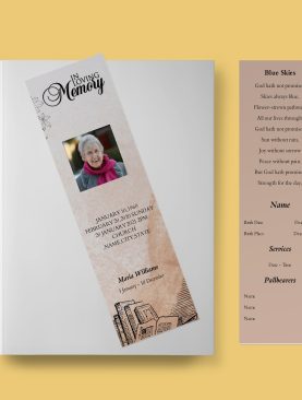 Books Funeral Bookmark Template