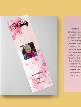 Pink Lace Floral Funeral Bookmark Template