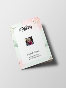 Leaf Hand Painted Half Page Funeral Program Template