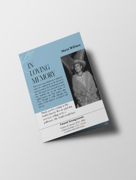 Blue Classy Magazine Style Half Page Funeral Program Template