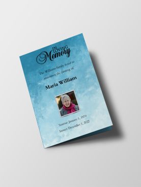 Impression Blue Half Page Funeral Program Template
