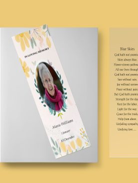Spring Flowers Funeral Bookmark Template