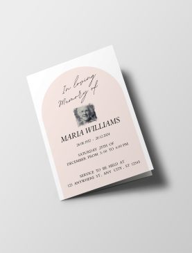 Blush Pastel arch Half Page Funeral Program Template