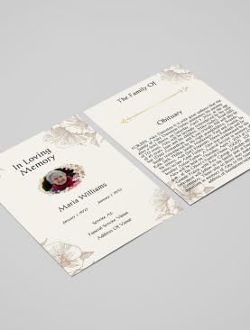 Cream Floral Hibiscus Illustration Funeral Flyer Template