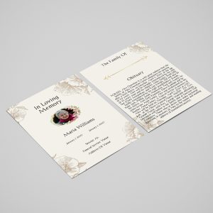 Cream Floral Hibiscus Illustration Funeral Flyer Template
