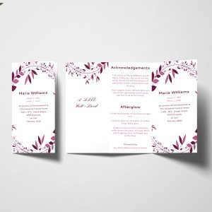 Maroon Wreath Memorial Service Trifold Funeral Program Template