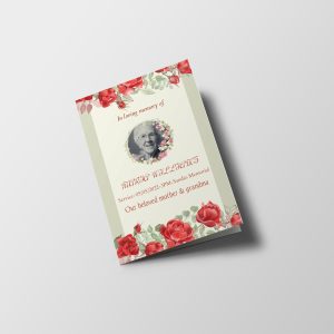 Green Floral Watercolor Half Page Funeral Program Template