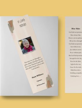 Cream Aesthetic Funeral Bookmark Template