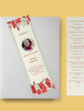 Green Floral Watercolor Funeral Bookmark Template
