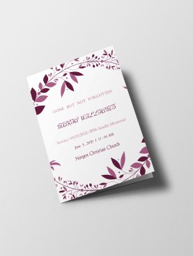 Maroon Wreath Memorial Service Half Page Funeral Program Template