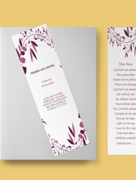 Maroon Wreath Memorial Service Funeral Bookmark Template