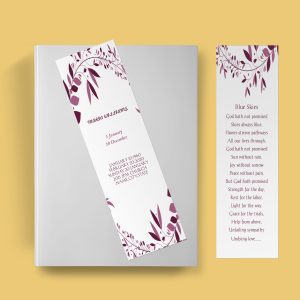 Maroon Wreath Memorial Service Funeral Bookmark Template