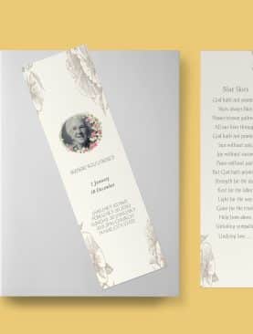 Cream Floral Hibiscus Illustration Funeral Bookmark Template