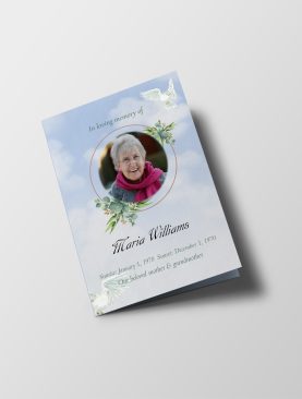 Doves In The Sky Half Page Funeral Program Template