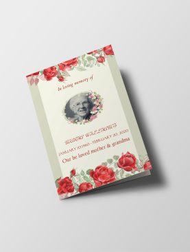 Green Floral Watercolor Funeral Program Template