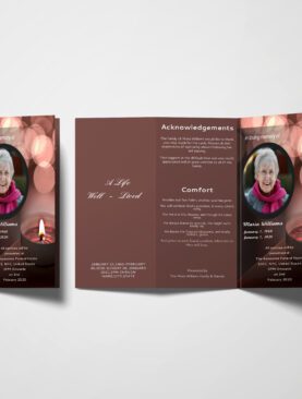 Black Candle Light Trifold Funeral Program Template