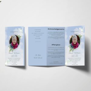Doves In The Sky Trifold Funeral Program Template