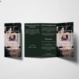 Glossy Floral Trifold Funeral Program Template